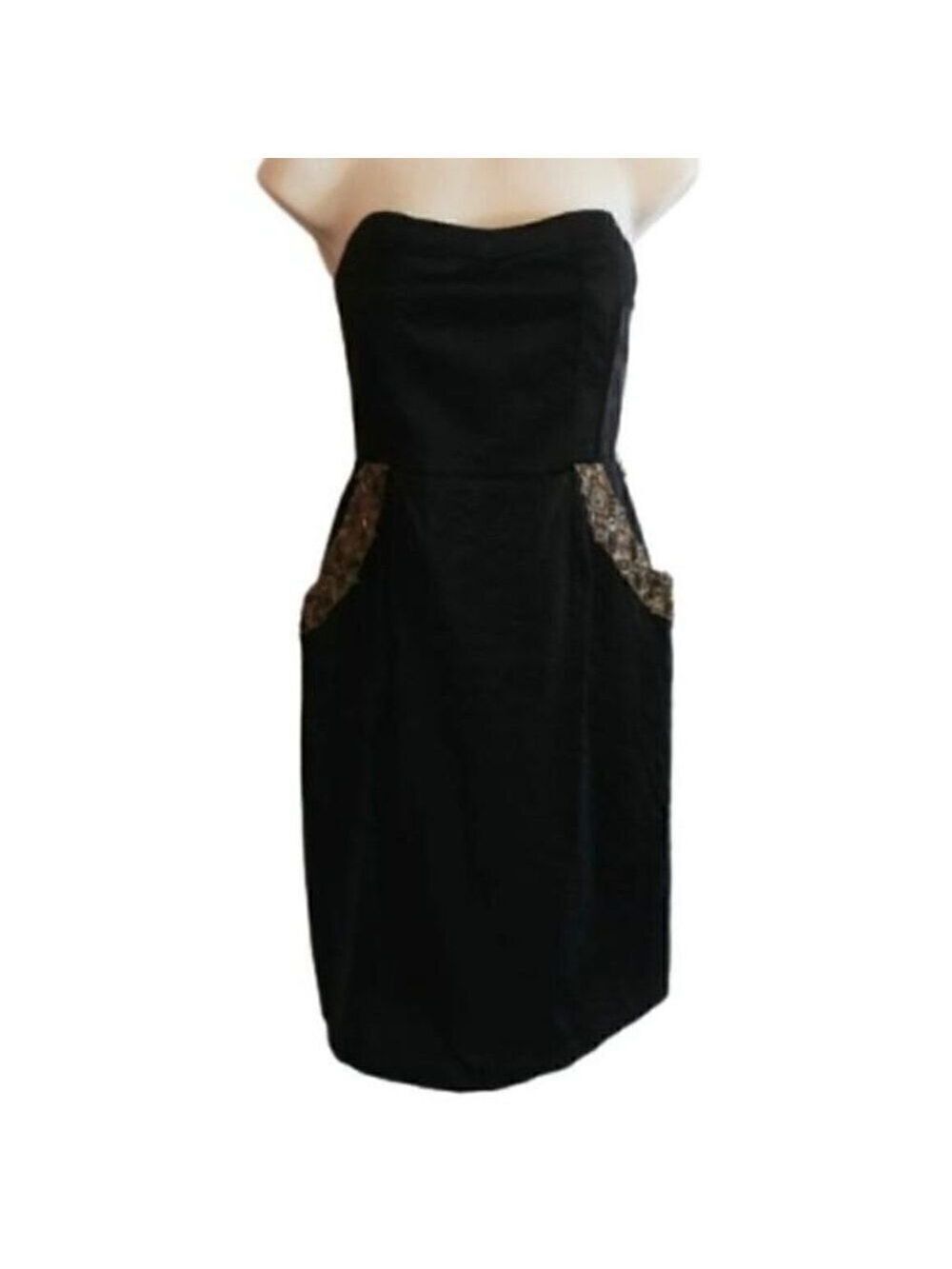 Dotti Black Strapless Beaded Cocktail Dress Size 10